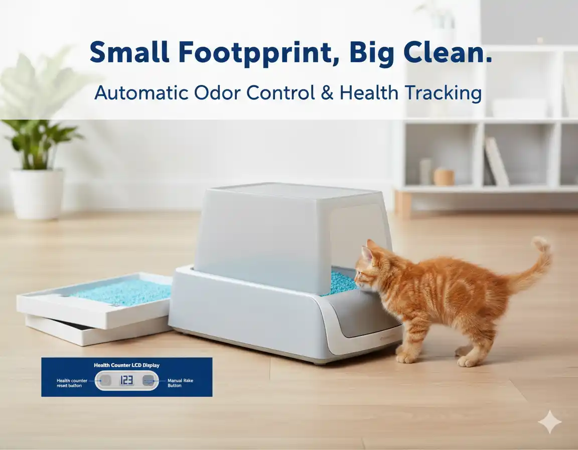 Self Cleaning Litter Box with Crystal Tray